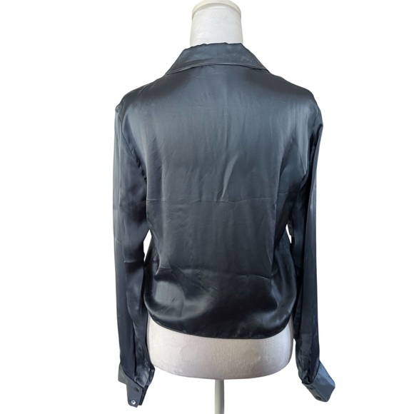 Wilfred by Aritzia Tie-Front Satin Blouse – Granite Blue – Size Small – NWT - Picture 5 of 13